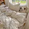 Juego de cuatro piezas de algodón kapok con hilo de doble capa, tacto nube, Clase A, sábana de algodón puro suave y amigable con la piel, funda de edredón, juego de tres piezas para cama de dormitorio~
