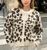 Cárdigan de punto suave con estampado de leopardo jacquard y cuello en V para mujer, estilo vintage, nuevo para otoño e invierno, de Amazon transfronterizo europeo y americano