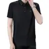 Camiseta de Manga Corta de Seda Helada de Verano para Hombre Camisa Polo Corte Delgado Exportación Cuello Solapa Manga Media Versátil Casual Delgado