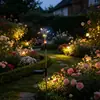 Luces de suelo para fuegos artificiales navideños coloridos a energía solar transfronterizas, luces solares de caña para patio, jardín, camino y césped