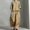 Novidades Primavera e Verão 2026 Transfronteiriço Europeu e Americano Conjunto de Camisa Casual Cor Sólida Feminina Calça Solta Conjunto de Duas Peças