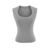 Chaleco de Punto de Cuello U Estilo Chica Hot para Mujer 2025 Nuevo Verano Look Adelgazante Sexy Camiseta Básica Top Corto Ins