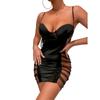 Nuevo Conjunto Sexy de Ropa Interior para Venta al Extranjero Malla Sexy Transparente con Tirantes Falda de Malla Conjunto de Noche de Seda de Hielo con Fruncido Colgante de Acero