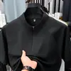 Camiseta de Manga Corta de Seda de Hielo para Verano 2026 para Hombre Elástica Media Cremallera Cuello Alto Deportiva para Exteriores Delgado Secado Rápido Manga Corta