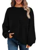 2025 Ropa de Mujer Cálida Sudadera con Cuello Redondo Texturizada de Punto Jacquard para Otoño e Invierno