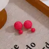 Pendientes de Doble Cara Color Caramelo, Estilo Coreano Fresco y Sencillo, Pendientes Redondos de Perla Dulce Macaron, Aguja de Plata