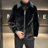 Ropa de Abrigo de Invierno para Hombre Terciopelo de Visón Algodón Ropa de Abrigo Color Sólido Engrosada Chaqueta Cálida Moda Tendencia Ropa de Abrigo de Imitación de Piel Estilo Corto