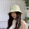 Chapéu de pescador pequeno estilo japonês com flores frescas, para crianças, primavera e verão, pequeno, doce, com cadarço, chapéu de bacia, protetor solar, chapéu de proteção solar