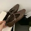 Zapatos de Cuero Retro Francés de Tacón Bajo para Mujer 2026 Nuevos Primavera/Otoño Piel Suave Punta Cuadrada Corte Bajo Correa en T Mary Janes