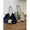 Bolso de Gran Capacidad para Mujer Otoño Retro Estrella Bolso de Hombro para Viaje al Trabajo 2026 Nuevo Bolso Tote de un Solo Hombro para Mujer Azul Marino