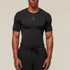 Camiseta Interior Base Deportiva para Hombre Estilo Americano Tiburón Fitness Manga Corta Ajustada Secado Rápido Fina para Exteriores Ciclismo