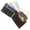 Cartera para Monedas de Cuero Crazy Horse de Venta Caliente Transfronteriza, Cuero de Vaca de Primera Capa Retro Europeo y Americano, Cartera con 80% de Descuento, Cartera Plegable para Hombre Estilo Horizontal