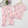 Pijama de Seda de Hielo para Niñas Traje de Manga Corta para Niños Traje Delgado de Verano para Aire Acondicionado Ropa de Casa para Bebé Traje de Dos Piezas para Aire Acondicionado