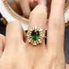 Venta al por mayor de fábrica Popular Anillo de Diopsido Natural Plata S925 Incrustado con Piedra Principal 7*9 Joyería de Lujo Venta Directa de Fábrica