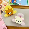 Novo Clipe de Cabelo de Pelúcia Macio Dupla Face de Urso Desenho Animado Fofo para a Parte de Trás da Cabeça, Grampo de Cabelo Tipo Pinça de Tubarão Acessório de Cabeça