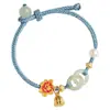 Pulsera de Hebilla de Seguridad Entrelazada para Niñas Diseño de Nicho Ins Pulsera de Jade Hetian Perla Trenzada Regalo para Mejor Amiga