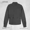 Camisa Jeans de Manga Longa com Bolso para Trabalho Masculina Outono Solta Estilo Streetwear Americano Cor Sólida Versátil Camisa Jaqueta com Lapela