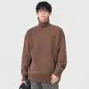 Suéter de Punto para Hombre con Cuello Alto Estilo Retro Japonés 2025 Otoño e Invierno Nuevo Versátil Casual Pulóver Moderno Grueso