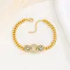Pulsera Hip-hop Transfronteriza de Cobre Microincrustado con Zirconias para Hombres y Mujeres Chapado en Oro Real Estilo Punk Exagerado Cadena Cubana con Doble Cabeza de Leopardo