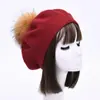 Boina Nueva de Color Sólido con Pompón Mezcla de Lana Moda Cómoda Gorro Pullover Doble Capa Cálido Gorro de Punto Sencillo