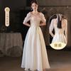 Vestido de Dama de Honor Champagne 2025 Nuevo Boda Petite Grupo Hermana Vestido de Graduación Estudiantil Falda Femenino Otoño Estilo Largo