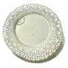 Plato para Mascotas de Lujo Ligero Estilo Europeo Chapado en Oro, Plato de Plástico, Plato de Cena Estilo Occidental, Blanco Crema con Borde Dorado, Plato para Frutas, Plato para Filete Estilo Occidental, Gama Alta