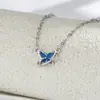 Collar de Mariposa Azul Hielo para Mujer Lujo Ligero Versátil Estilo Ins Colgante de Circonita Azul Cadena para Clavícula de Mariposa Azul Fresco Elegante