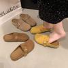 2025 Novas Sandálias de Dedo Birkenstock Retrô Femininas Moda Primavera e Outono Solado Grosso Couro Nobuck Sapatos Birkenstock Meio Chinelos Atacado