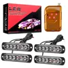 Luces laterales de coche una arrastra cuatro luces de flash de malla 6LED luces de circulación diurna rojo y azul control remoto inalámbrico 18 modos