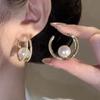 Pendientes de perlas de diamantes de doble capa, elegantes, de alta calidad y de lujo, ligeros, con diseño único para mujer, pendientes retro exagerados.