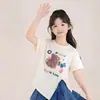 Tutu Elefantito Ropa Infantil Camiseta para Niños 2026 Verano Nuevo Diseño con Dobladillo Dividido Único Manga Corta Cuello Redondo Top