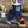Pantalones de forro polar para niños, pantalones de chándal gruesos de otoño e invierno, pantalones deportivos para exteriores, ropa para niños, pantalones de moda para niños y niñas