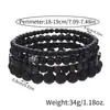 Pulsera elástica apilada de ágata negro facetado y ojo de tigre con patrón azul, estilo bohemio, joyería al por mayor