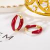 Elegante elegante outono e inverno vermelho orelha fivela elegante de alta qualidade geométrica gota óleo brinco anel retro novo chinês único diário