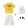 Ropa de Moda Street Dance Ropa de Hip-Hop para Actuación Infantil Traje de Hiphop Infantil Ropa de Actuación Street Dance Genial para Niños y Niñas Verano