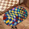 Alfombrilla de baño con patrón de tablero de ajedrez Líneas de dopamina para inodoro baño Alfombrilla versátil para pies Hogar Alfombrilla de tierra de diatomeas