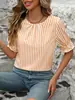 Moda Feminina 2025 Versátil Transfronteiriça Novo Estilo Europeu e Americano Camisa de Botão Listrada Amazon Casual