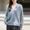 Cárdigan de lana de punto para mujer, nuevo para otoño/invierno, transfronterizo, listo para usar, con una textura suave y afelpada, en un diseño relajado y elegante