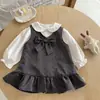 Roupa de Outono para Meninas 2026 Novo Estilo Vestido para Menina de Um Ano Conjunto de Duas Peças Primavera e Outono Estilo Acadêmico