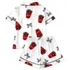 Cardigan Transfronterizo Europeo y Americano de Seda de Leche con Estampado de Colores Claros para Mujer, Conjunto Casual Transpirable de Manga Corta y Shorts para el Hogar