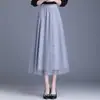Falda de Malla con Encaje de Lentejuelas para Mujer Otoño/Invierno 2026 Nueva Falda plisada de cintura alta de longitud media Falda de línea A adelgazante y con caída
