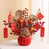 Set de Decoración de Cubo de Bendición de Año Nuevo, Hortensia de Fruta de la Fortuna, Decoración de Cubo de Bendición para Sala de Estar Regalo, Esencial para Venta al por Mayor