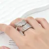 Anillo Abierto de Alas de Ángel, Diseño de Nicho, Anillo de Alas de Pluma, Lujo Ligero, Versátil, No se Desvanece, Anillo para el Dedo Índice
