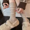 Calcetines para Mujer de Color Sólido a Media Pantorrilla Estilo Coreano Sensación Perezosa Calcetines para Pantorrilla Invierno Sensación de Pelo Largo Calcetines Abultados para Botas Calcetines para Mujer