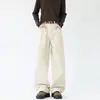 Shanggu Ropa de Hombre Estilo Americano para el Trabajo Algodón Puro Pierna Recta Pantalones de Trabajo Unisex Sueltos Streetwear Pantalones Casuales de Pierna Recta Deconstruidos