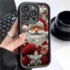 Papai Noel Apertando os Olhos Passo de Diamante Olho do Céu Sulco Preto Adequado para Capa de Celular Iphone15/16/17 Proteção