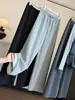 Pantalones Rectos Estrechos de Pierna Ancha Estilo Coreano de Cupro para Mujer Otoño Nuevo de Cintura Alta Adelgazantes con Caída Casual Deportivos Largos