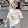 2026 Novo Estilo Verão Moda Infantil Tops de Manga Curta para Crianças Maiores, Camisetas de Algodão de Manga Curta Infantis