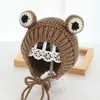 Gorro Infantil Otoño e Invierno Hecho a Mano Lindo Dibujo Animado Orejas de Rana Gorro de Lana Cálido Tejido