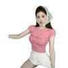 Camiseta Curta Elegante com Laço Estilo Coreano e Versátil para Mulheres Novidades Primavera e Verão 2025 Tops de Manga Curta Mostrando Elegância